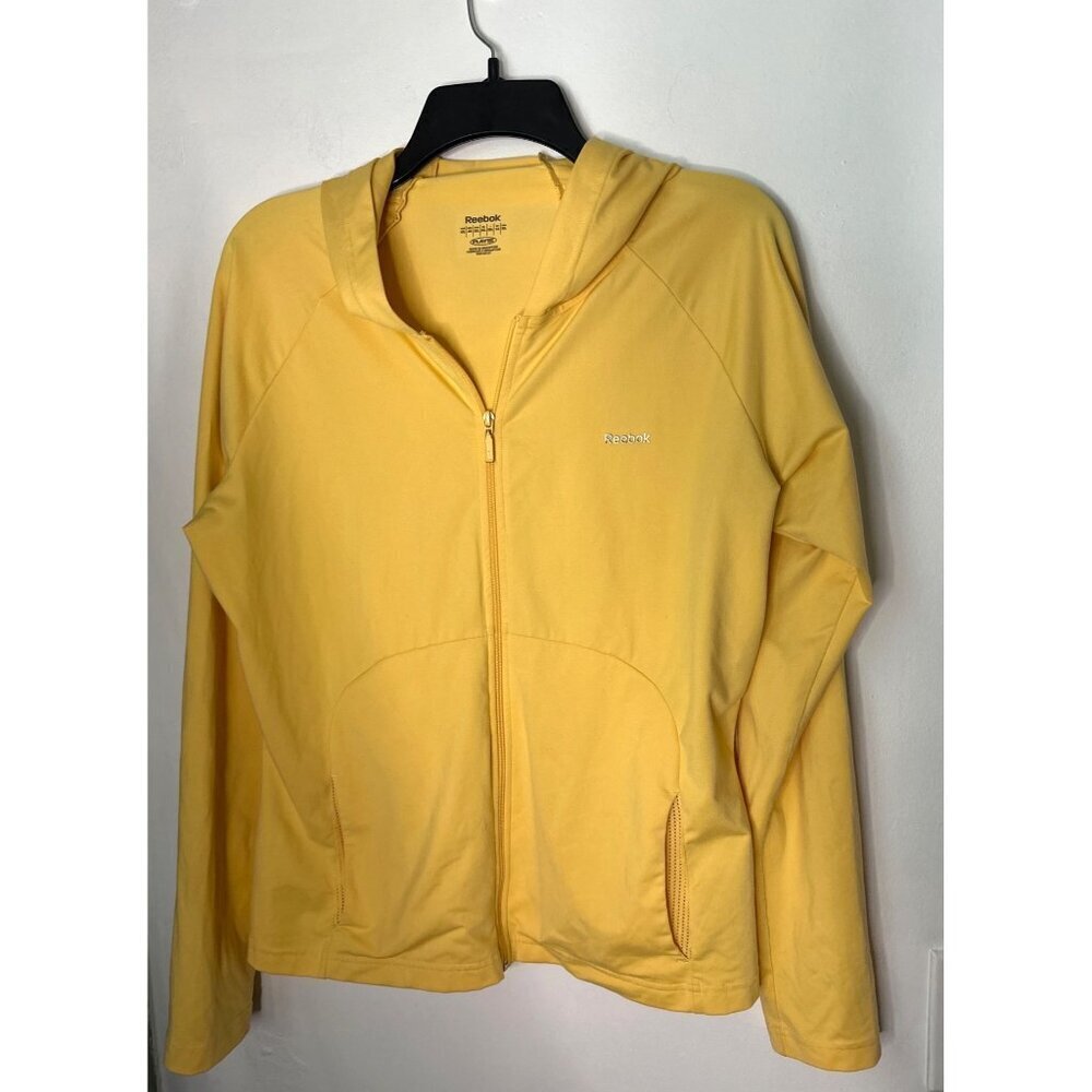 Reebok Women’s XL Zip-Up Jacket – Y2K Retro Yellow Athleisure Streetwear